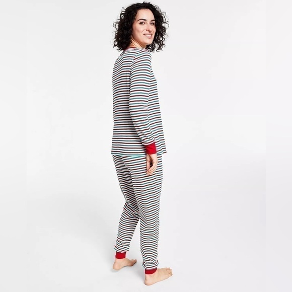 Family Pajamas Matching Women's Thermal Waffle Holiday Stripe Pajama Set XS - Picture 4 of 9